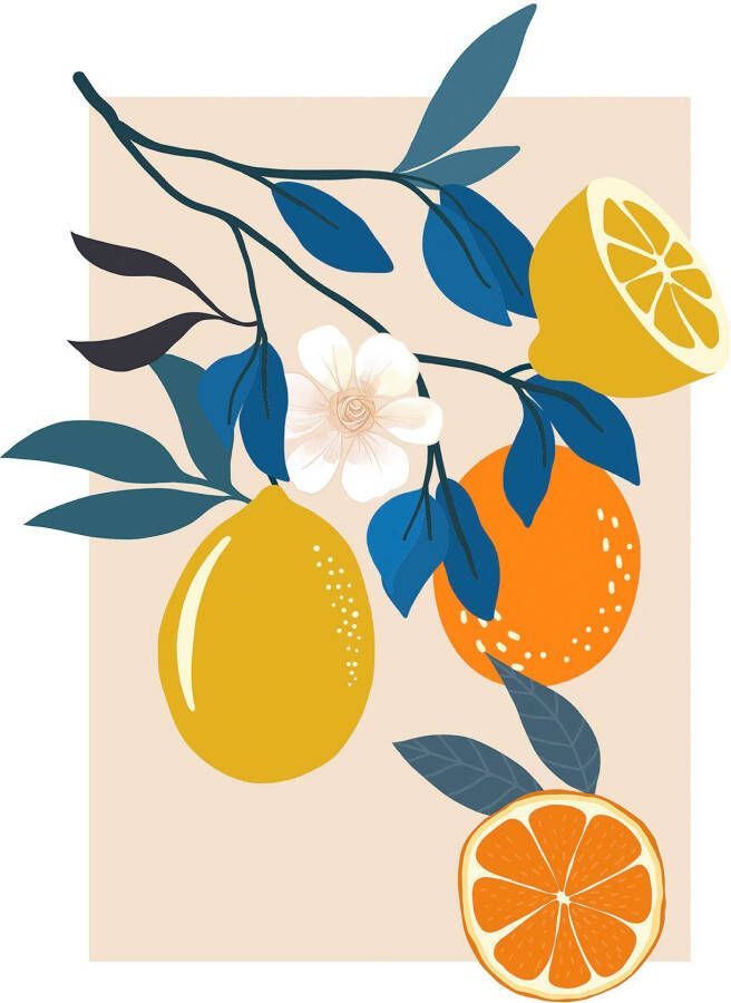 Komar Wanddecoratie Illustration Finest Fruits Wanddecoratie zonder lijst (1 stuk)