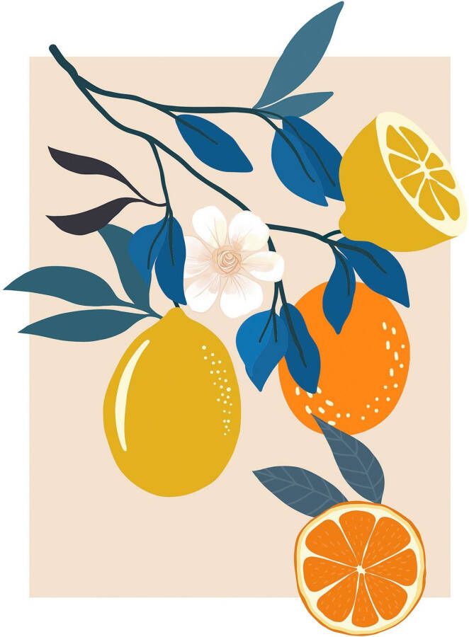 Komar Wanddecoratie Illustration Finest Fruits Wanddecoratie zonder lijst (1 stuk)