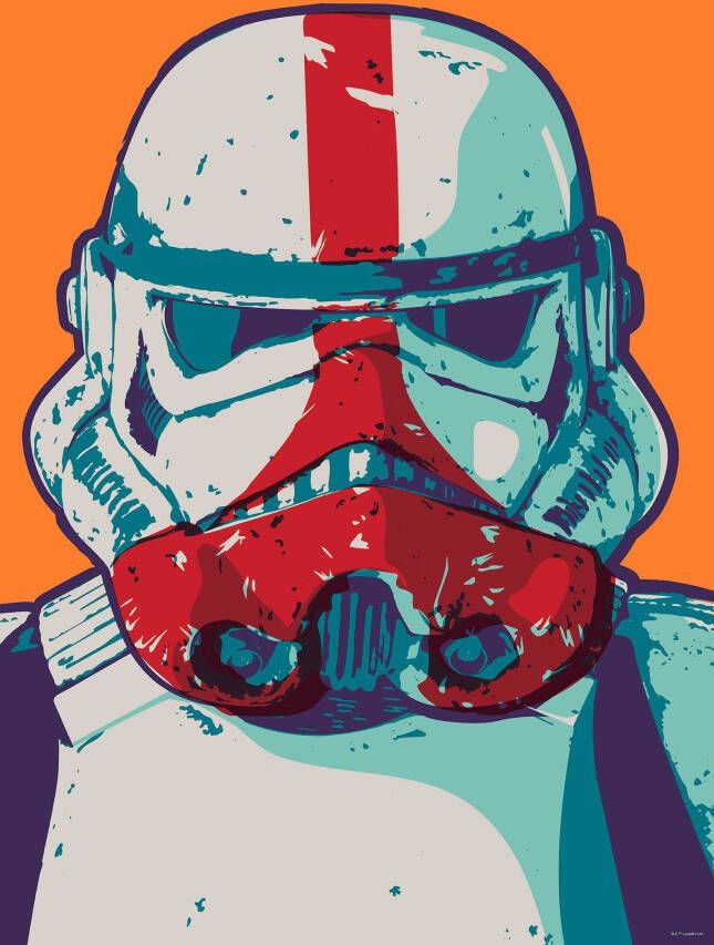 Komar Wanddecoratie Mandalorian Pop Art Stormtrooper Wanddecoratie voor de kinderkamer zonder lijst (1 stuk)
