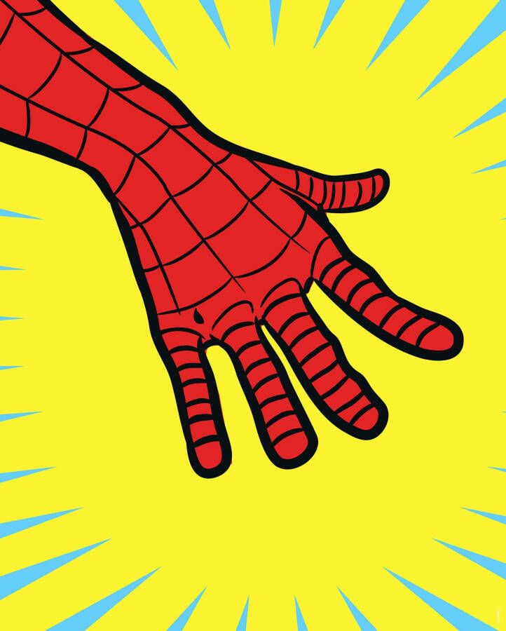 Komar Wanddecoratie Marvel PowerUp Spider-Man Hand Wanddecoratie voor de kinderkamer zonder lijst (1 stuk)