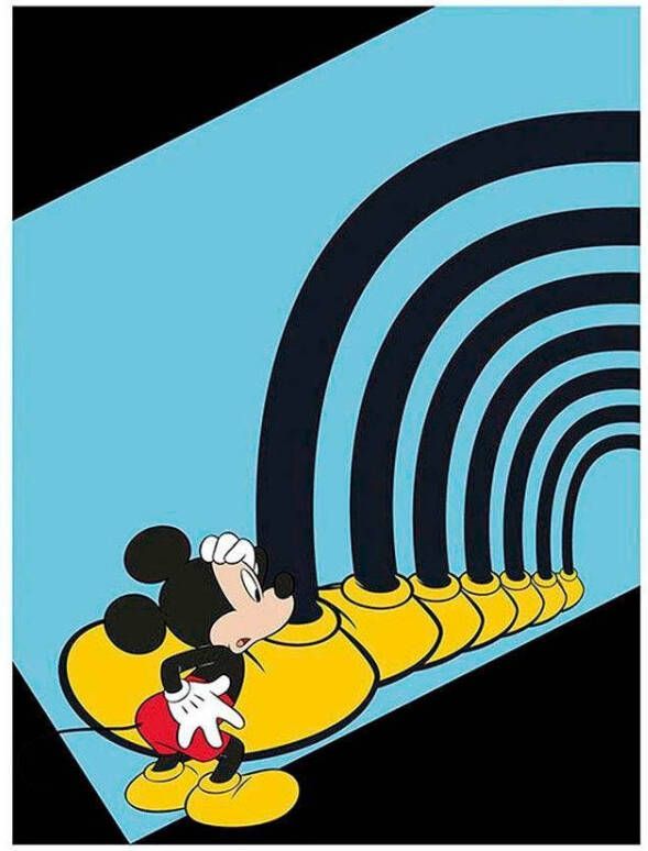 Komar Wanddecoratie Mickey Mouse Foot tunnel Wanddecoratie voor de kinderkamer zonder lijst (1 stuk)