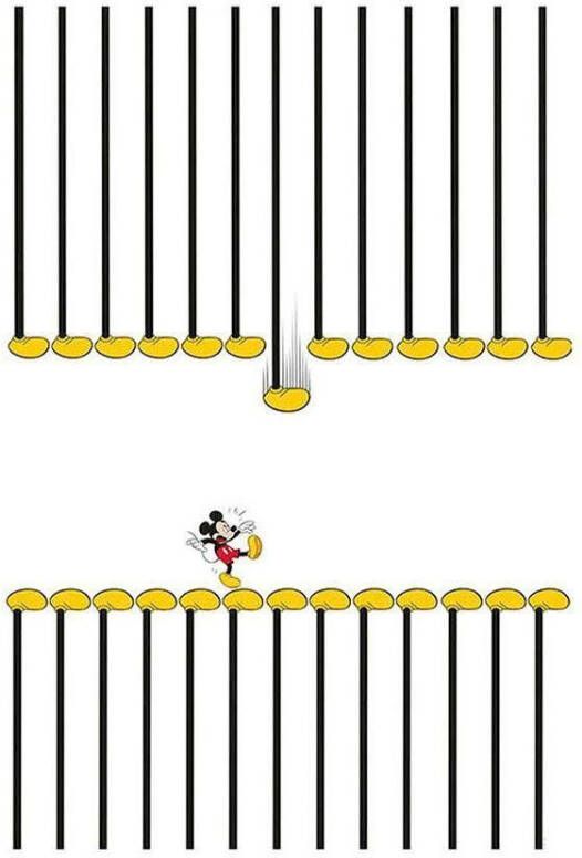 Komar Wanddecoratie Mickey Mouse Footlines Wanddecoratie voor de kinderkamer zonder lijst