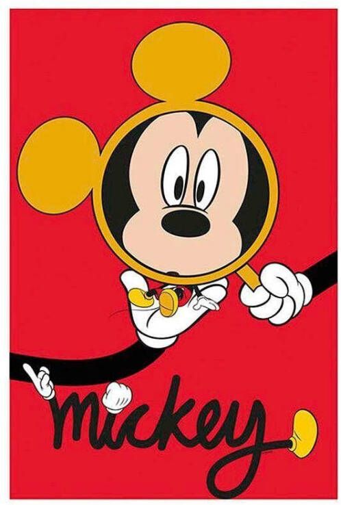 Komar Wanddecoratie Mickey Mouse Magnifying Glass Wanddecoratie voor de kinderkamer zonder lijst (1 stuk)