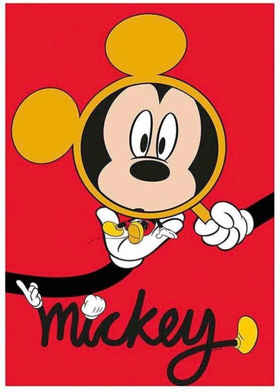 Komar Wanddecoratie Mickey Mouse Magnifying Glass Wanddecoratie voor de kinderkamer zonder lijst (1 stuk)