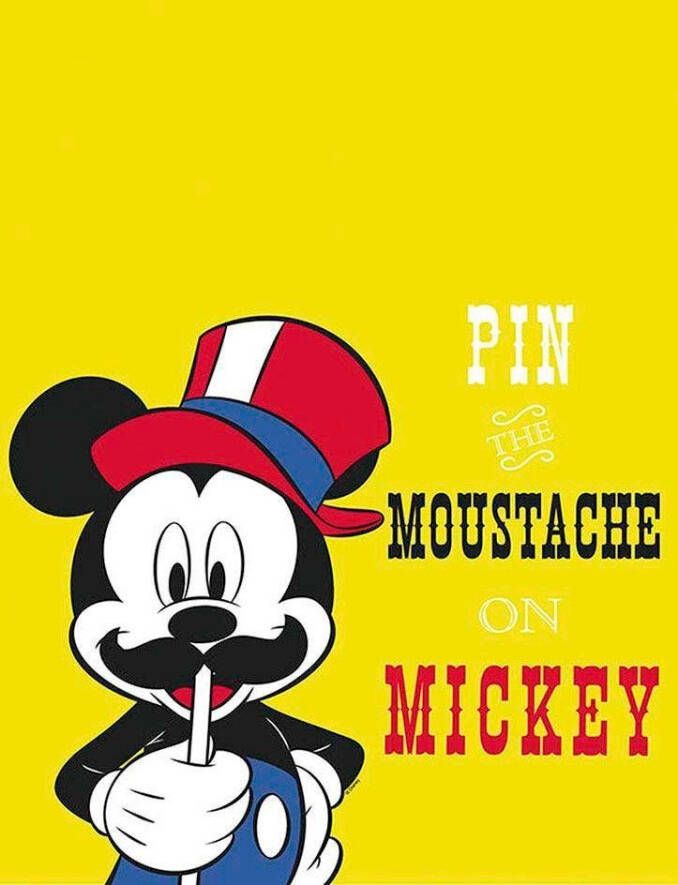 Komar Wanddecoratie Mickey Mouse Moustache Wanddecoratie voor de kinderkamer zonder lijst