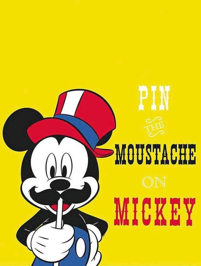 Komar Wanddecoratie Mickey Mouse Moustache Wanddecoratie voor de kinderkamer zonder lijst