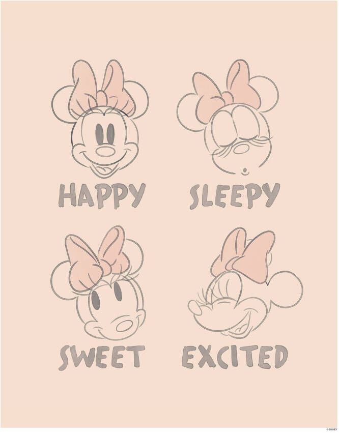 Komar Wanddecoratie Minnie Pink Emotions Wanddecoratie voor de kinderkamer zonder lijst (1 stuk)