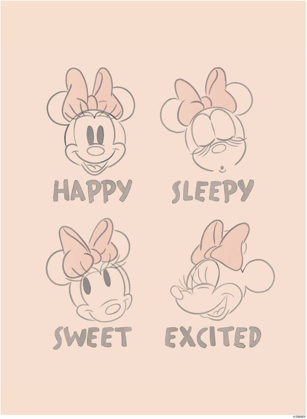 Komar Wanddecoratie Minnie Pink Emotions Wanddecoratie voor de kinderkamer zonder lijst (1 stuk)