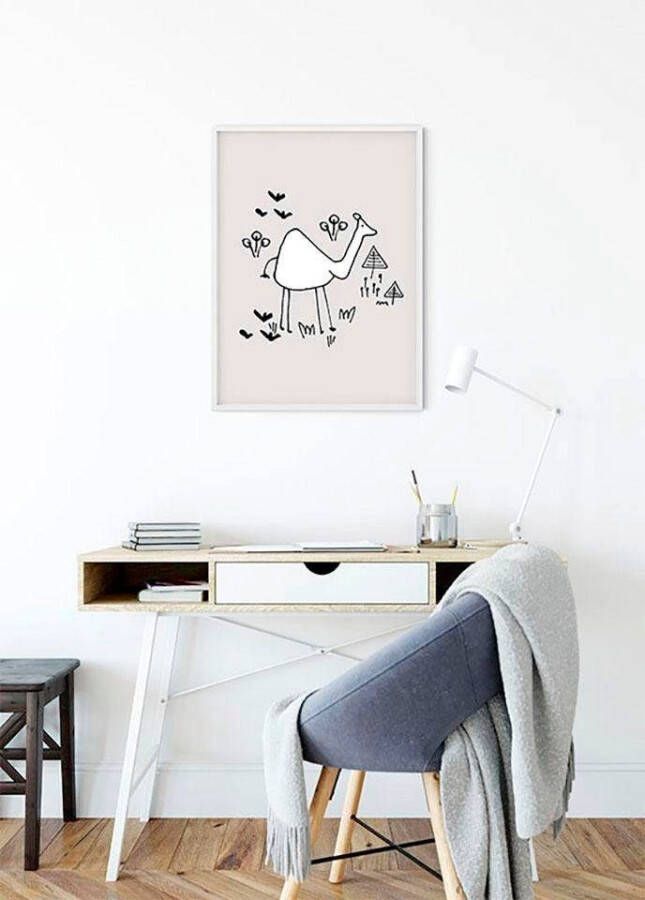 Komar Wanddecoratie Scribble Kameel Wanddecoratie zonder lijst (1 stuk)