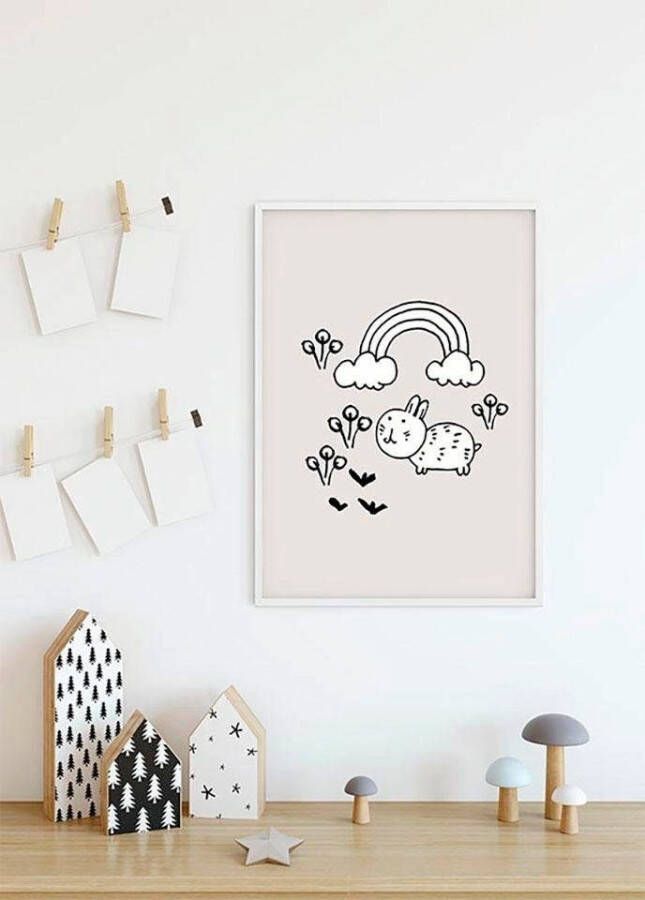 Komar Wanddecoratie Scribble Bunny Wanddecoratie zonder lijst