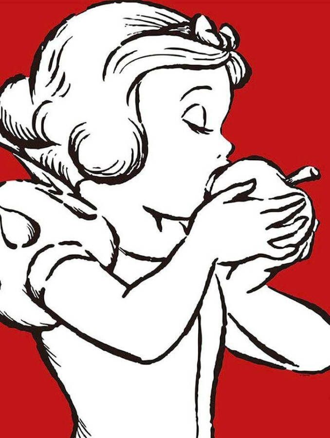 Komar Wanddecoratie Snow white Apple Bite red Wanddecoratie voor de kinderkamer zonder lijst (1 stuk)