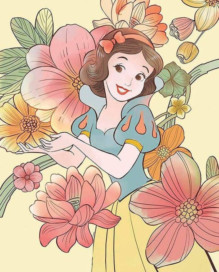 Komar Wanddecoratie Snow white Flowers Wanddecoratie voor de kinderkamer zonder lijst