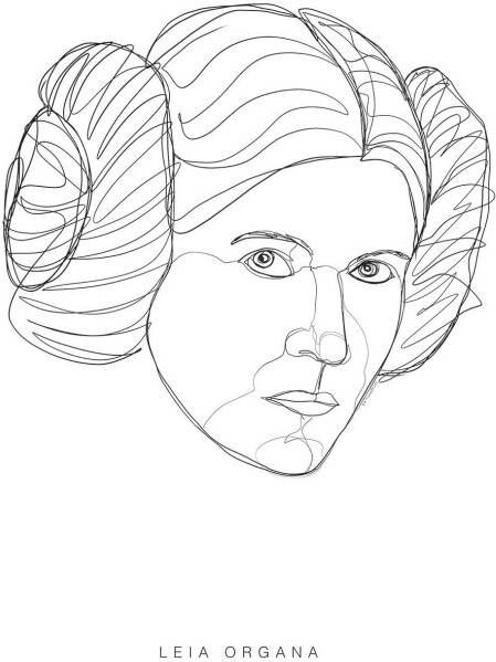 Komar Wanddecoratie Star Wars Classic Force Faces Leia Wanddecoratie voor de kinderkamer zonder lijst (1 stuk)