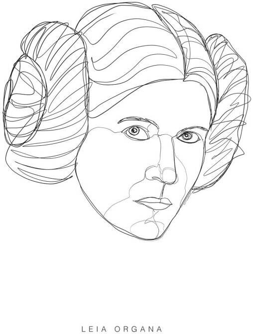 Komar Wanddecoratie Star Wars Classic Force Faces Leia Wanddecoratie voor de kinderkamer zonder lijst (1 stuk)