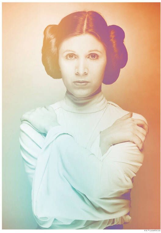 Komar Wanddecoratie Star Wars Classic iconen Color Leia Wanddecoratie voor de kinderkamer zonder lijst (1 stuk)