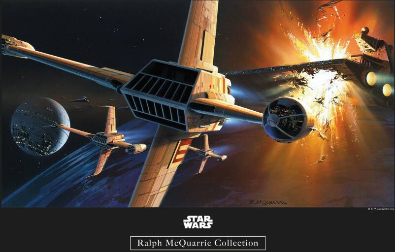 Komar Wanddecoratie Star Wars Classic RMQ Endor omloopbaan was Wanddecoratie voor de kinderkamer zonder lijst (1 stuk)