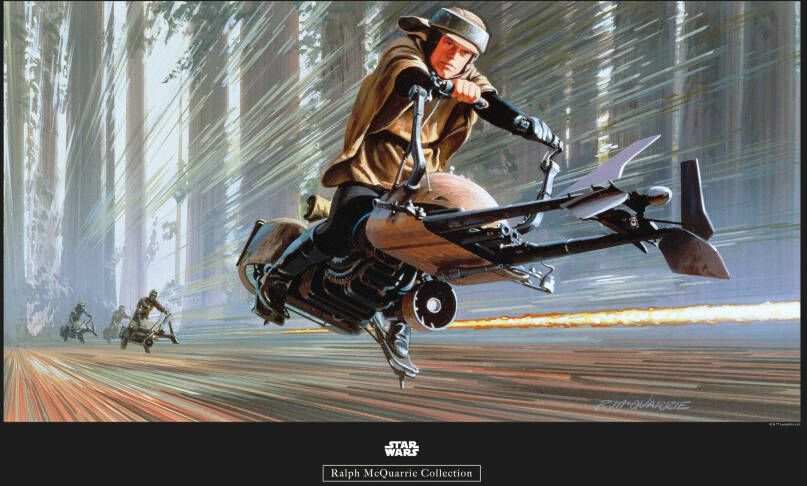 Komar Wanddecoratie Star Wars Classic RMQ Endor speeder Wanddecoratie voor de kinderkamer zonder lijst (1 stuk)