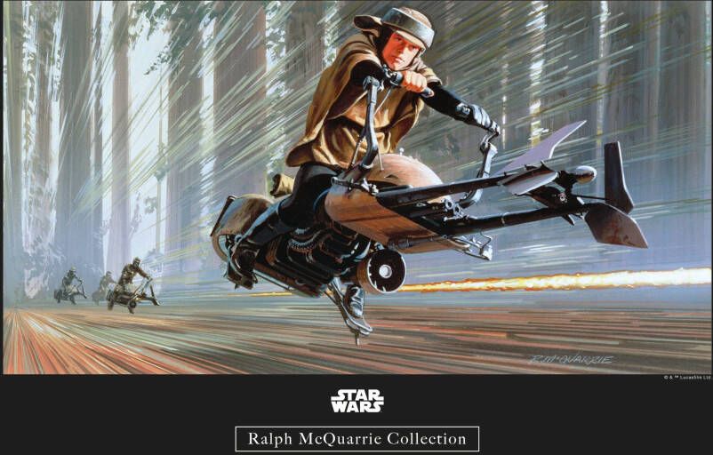 Komar Wanddecoratie Star Wars Classic RMQ Endor speeder Wanddecoratie voor de kinderkamer zonder lijst (1 stuk)