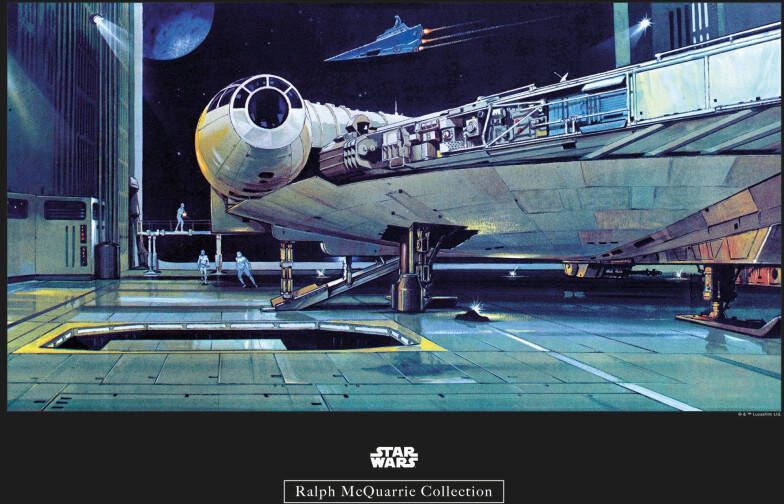 Komar Wanddecoratie Star Wars Classic RMQ Falcon Hangar Wanddecoratie voor de kinderkamer zonder lijst