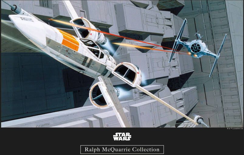 Komar Wanddecoratie Star Wars Classic RMQ X-Wing vs TIE-Fighter Wanddecoratie voor de kinderkamer zonder lijst (1 stuk)