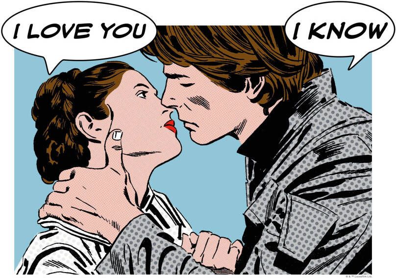 Komar Wanddecoratie Star Wars Classic stripverhaal aandeel Leia Han Wanddecoratie voor de kinderkamer zonder lijst (1 stuk)