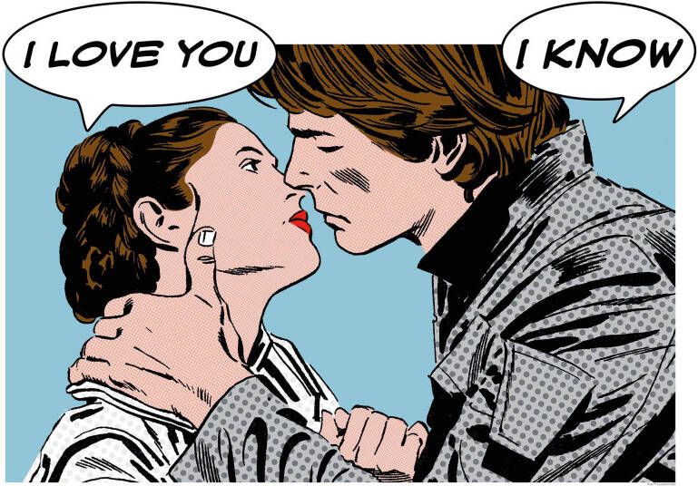 Komar Wanddecoratie Star Wars Classic stripverhaal aandeel Leia Han Wanddecoratie voor de kinderkamer zonder lijst (1 stuk)