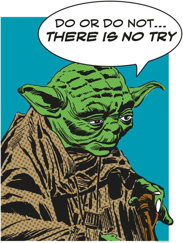 Komar Wanddecoratie Star Wars Classic stripverhaal aandeel Yoda Wanddecoratie voor de kinderkamer zonder lijst (1 stuk)