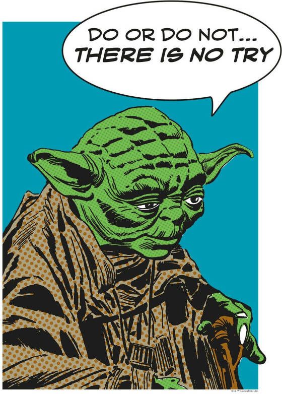 Komar Wanddecoratie Star Wars Classic stripverhaal aandeel Yoda Wanddecoratie voor de kinderkamer zonder lijst (1 stuk)