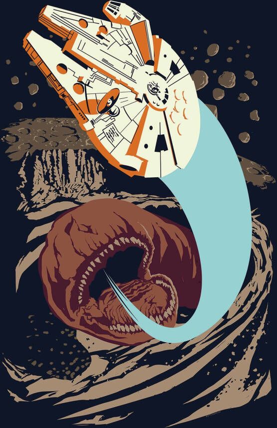 Komar Wanddecoratie Star Wars Classic Vector Asteroid Worm Wanddecoratie voor de kinderkamer zonder lijst (1 stuk)
