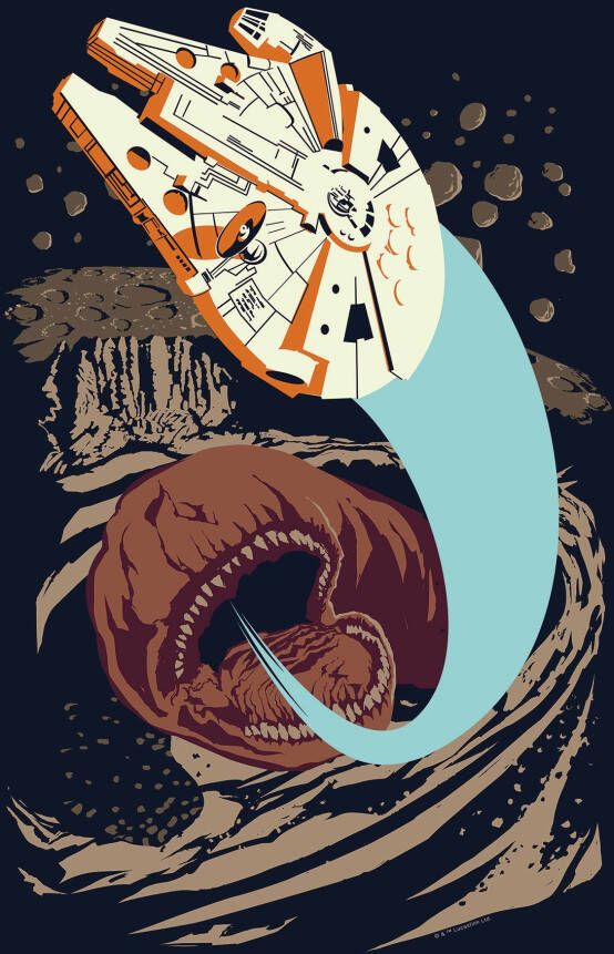 Komar Wanddecoratie Star Wars Classic Vector Asteroid Worm Wanddecoratie voor de kinderkamer zonder lijst (1 stuk)