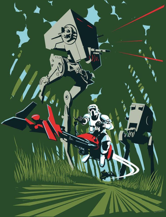 Komar Wanddecoratie Star Wars Classic Vector Endor Wanddecoratie voor de kinderkamer zonder lijst (1 stuk)