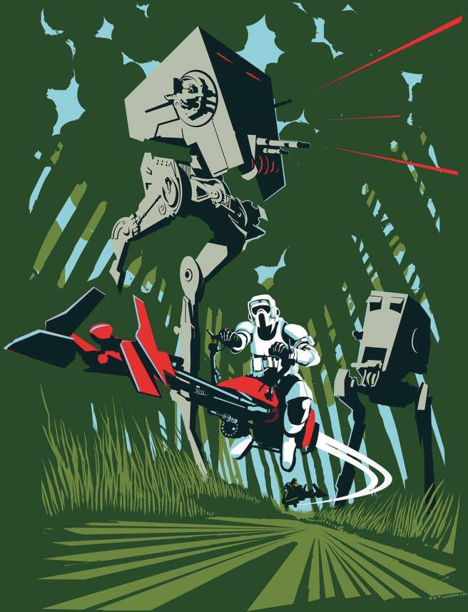 Komar Wanddecoratie Star Wars Classic Vector Endor Wanddecoratie voor de kinderkamer zonder lijst (1 stuk)