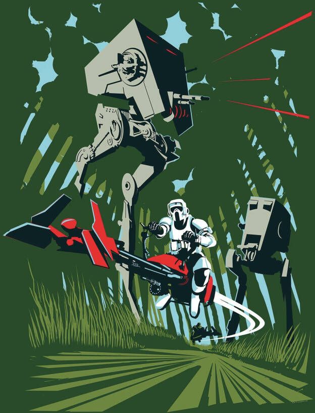Komar Wanddecoratie Star Wars Classic Vector Endor Wanddecoratie voor de kinderkamer zonder lijst (1 stuk)