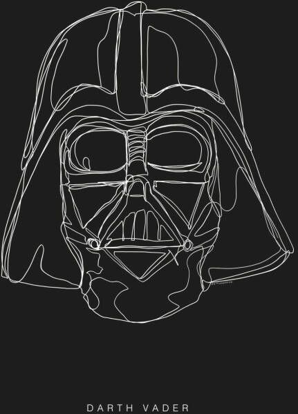 Komar Wanddecoratie Star Wars Lines dark Side Vader Wanddecoratie voor de kinderkamer zonder lijst (1 stuk)