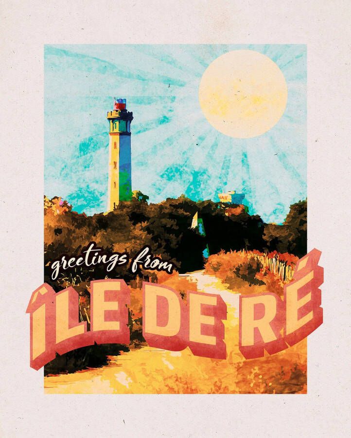 Komar Wanddecoratie Vintage Reis Île de Ré Wanddecoratie zonder lijst (1 stuk)