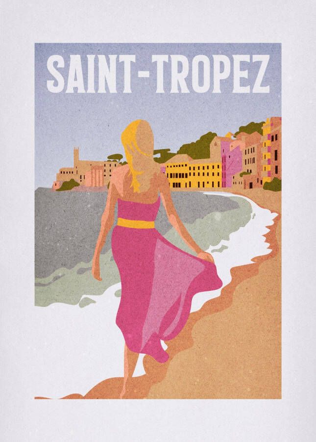 Komar Wanddecoratie Vintage Travel Saint-Tropez Wanddecoratie zonder lijst (1 stuk)