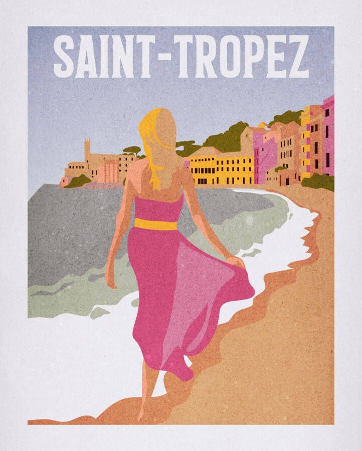 Komar Wanddecoratie Vintage Travel Saint-Tropez Wanddecoratie zonder lijst (1 stuk)