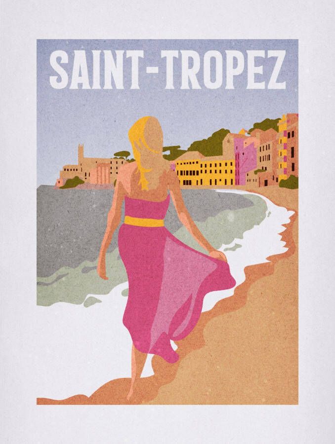 Komar Wanddecoratie Vintage Travel Saint-Tropez Wanddecoratie zonder lijst (1 stuk)