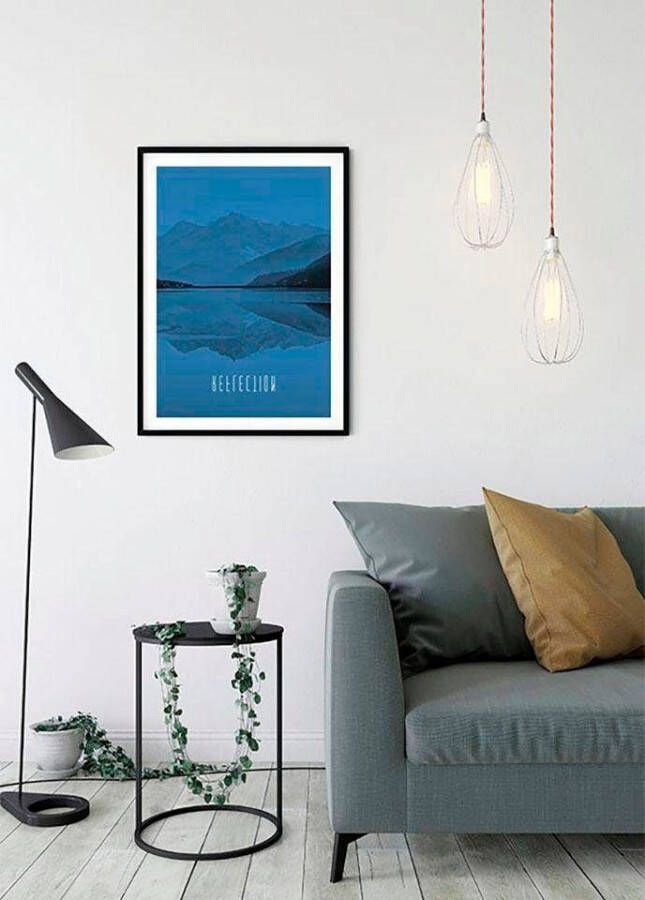 Komar Wanddecoratie Word Lake Reflection blue Wanddecoratie zonder lijst