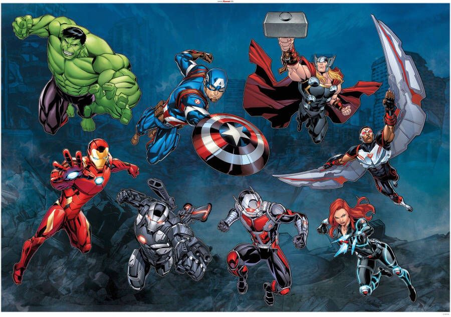 Komar Wandfolie Avengers Action 100x70 cm (breedte x hoogte) zelfklevende wandfolie (8-delig)