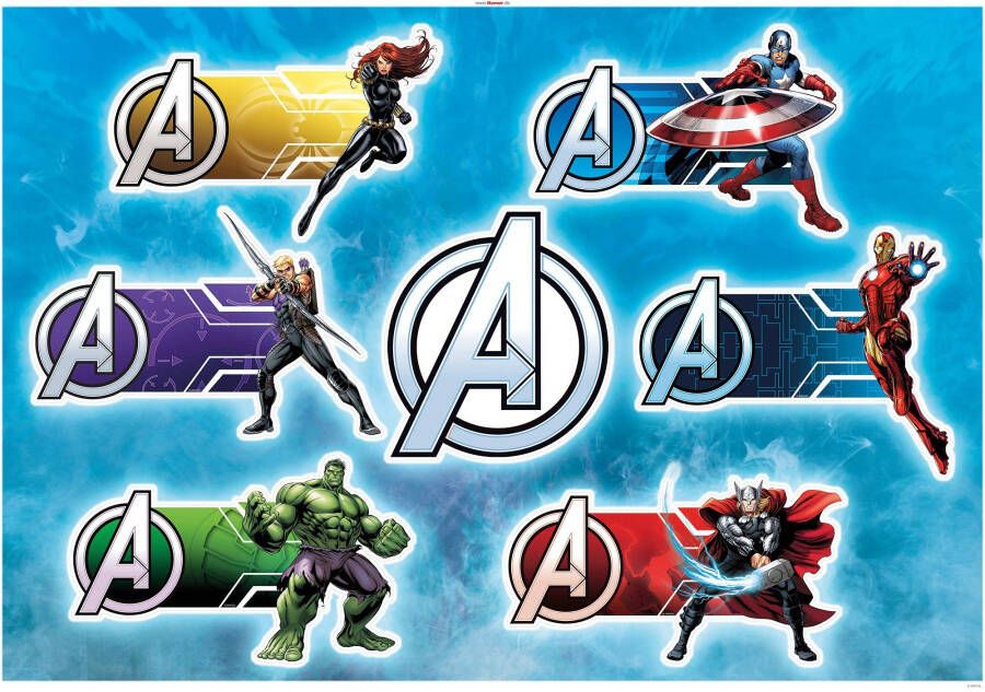 Komar Wandfolie Avengers Plates 100x70 cm (breedte x hoogte) zelfklevende wandfolie (7-delig)