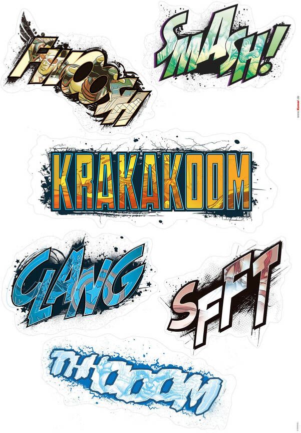 Komar Wandfolie Avengers Sounds zelfklevend wandstickers kinderkamer (6-delig)