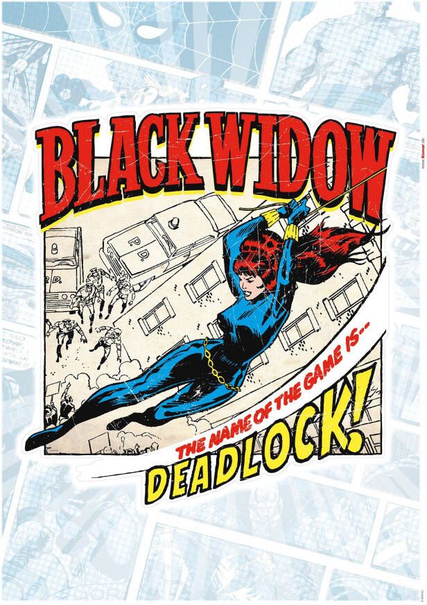 Komar Wandfolie Black Widow Comic Classic 50x70 cm (breedte x hoogte) zelfklevende wandtattoo (1 stuk)