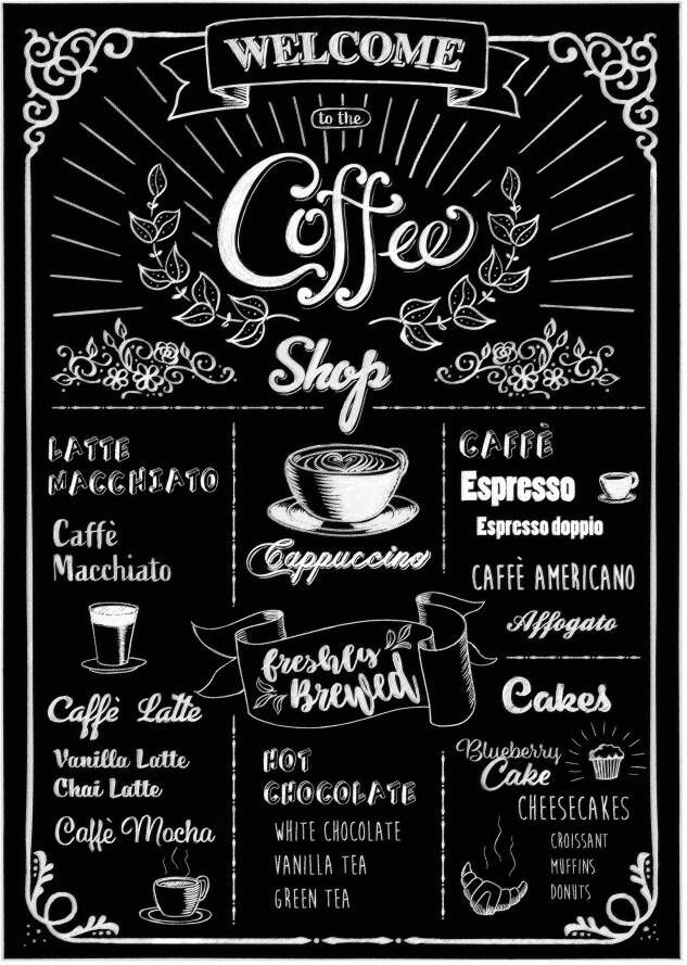 Komar Wandfolie Coffeeshop 50x70 cm (breedte x hoogte) zelfklevende wandtattoo (1 stuk)