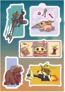 Komar Wandfolie Mandalorian Funny Grogu 50 x 70 cm (5 stuks)