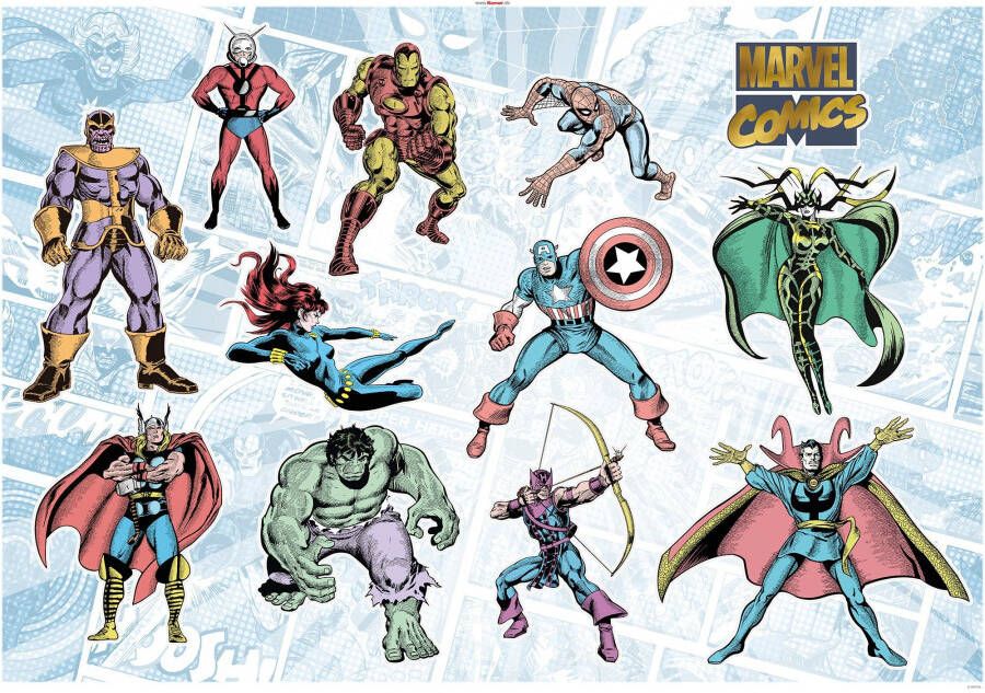 Komar Wandfolie Marvel Comics Collection 100x70 cm (breedte x hoogte) zelfklevende wandfolie (11-delig)