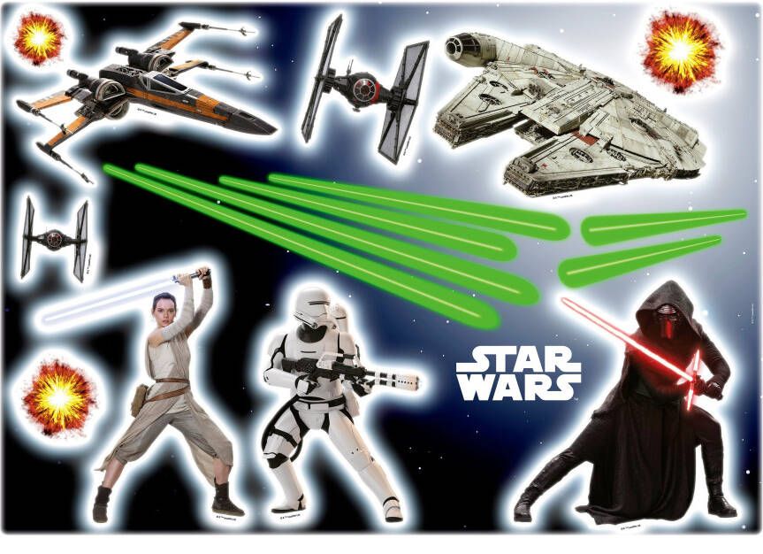 Komar Wandfolie Star Wars 50x70 cm (breedte x hoogte) zelfklevende wandtattoo (set 17-delig)