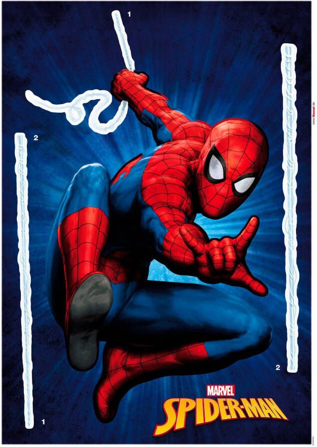 Komar Wandfolie Wandtattoo Spider-Man Größe: 50 x 70 cm 50x70 cm (breedte x hoogte) zelfklevende wandtattoo (3-delig)