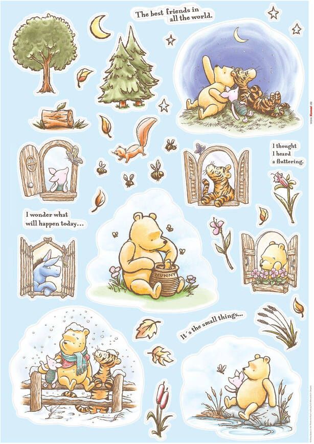 Komar Wandfolie Winnie the Pooh Adventures zelfklevend wandstickers kinderkamer (61-delig)