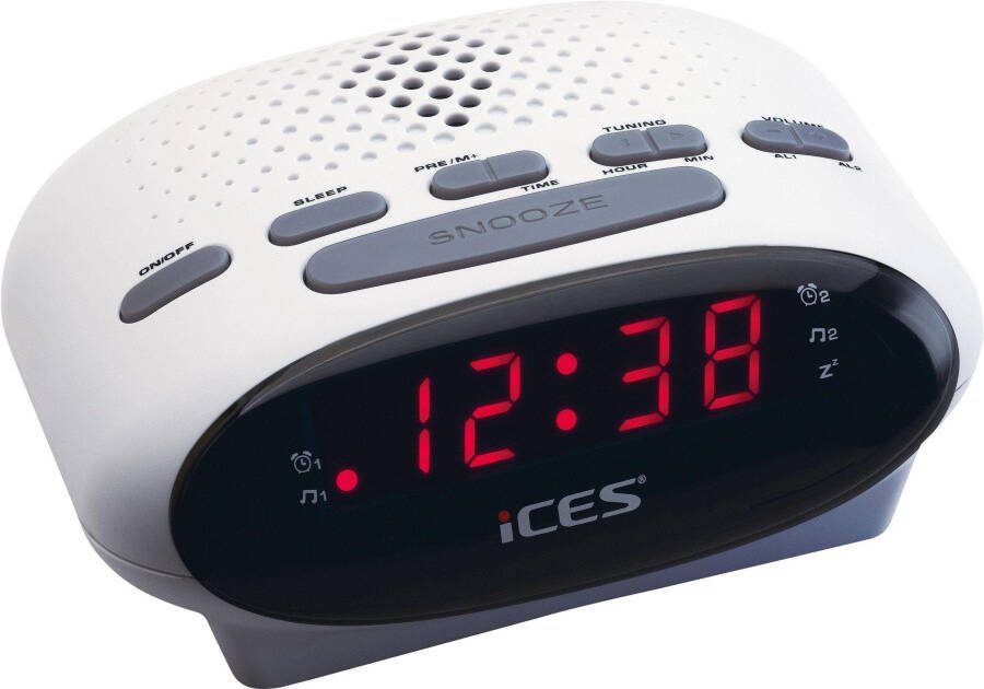 Lenco Wekkerradio ICR-210 FM-horloge radio met 2 wektijden en sluimerfunctie